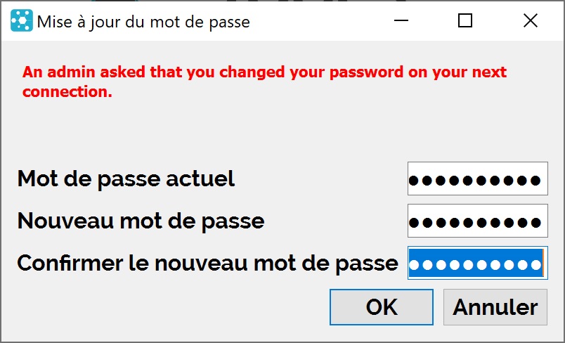 Modification du mot de passe