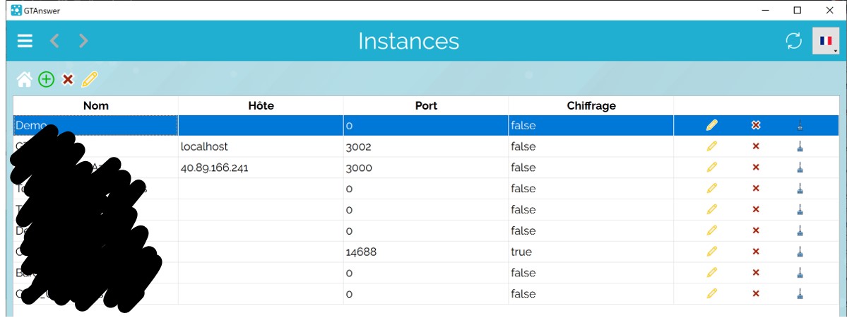 Configuration des instances